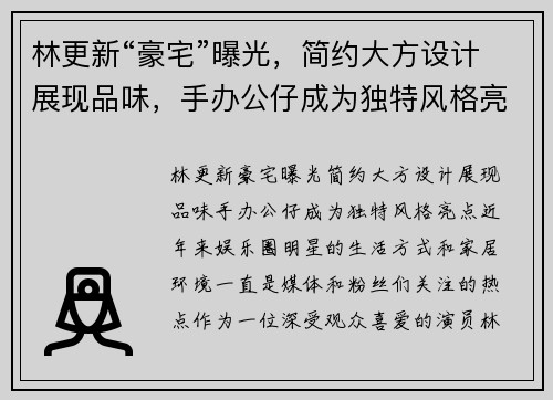 林更新“豪宅”曝光，简约大方设计展现品味，手办公仔成为独特风格亮点